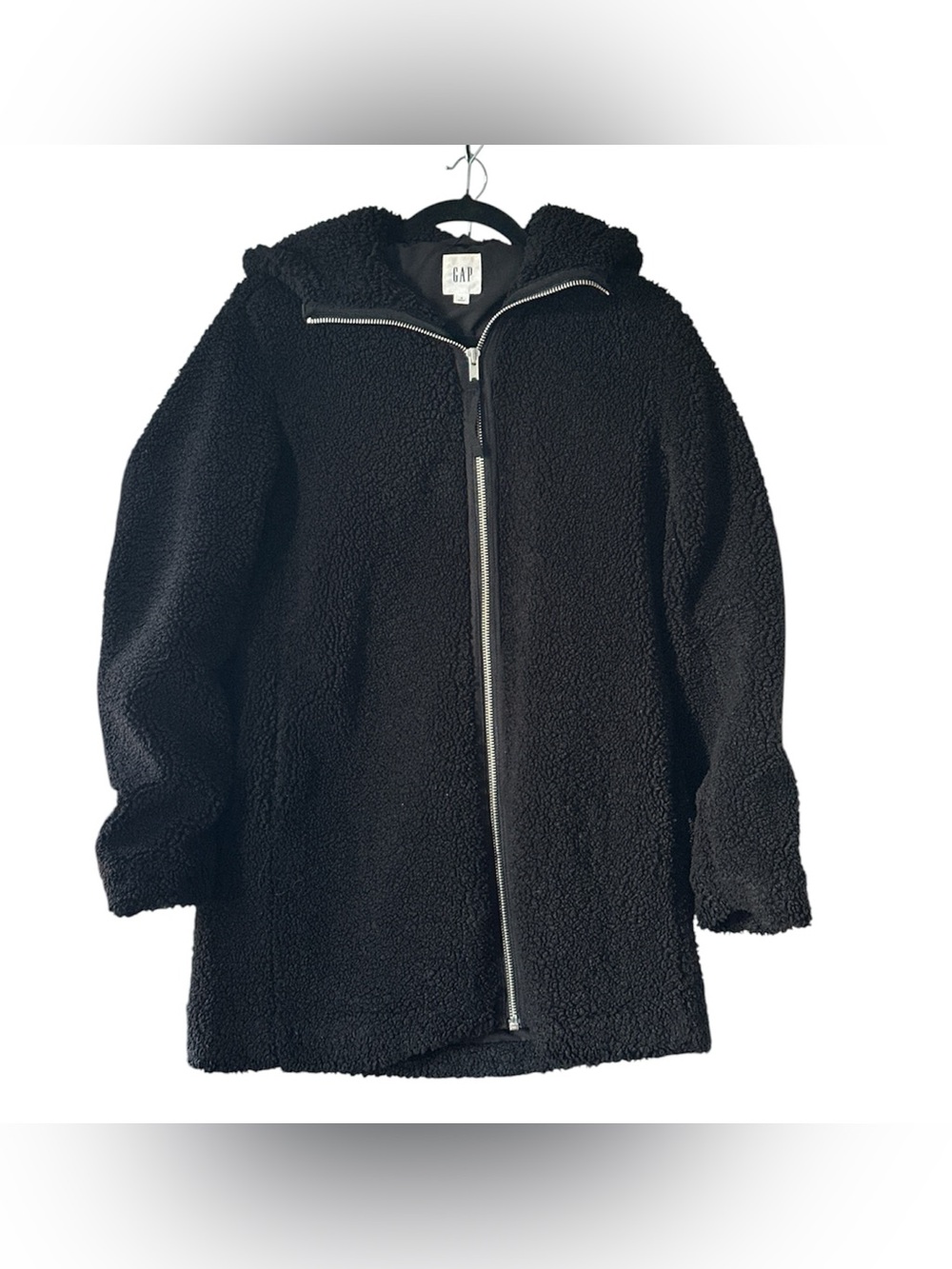 GAP Black Sherpa Hooded Zip-Up Jacket
